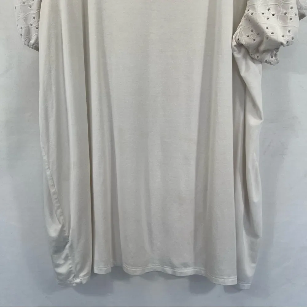 Torrid Eyelet Puff Sleeve Classic Fit Super Soft Scoop Blouse 0820 - Picture 7 of 11